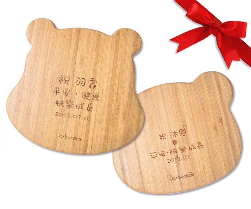 la-boos 天然竹兒童餐具-熊貓/河馬/小象-客製化文字版 - 滿月禮物 - 竹 