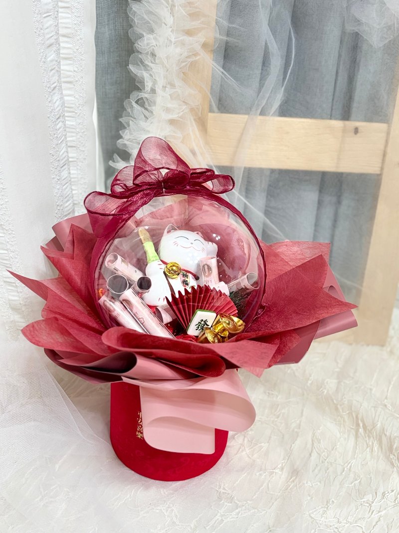 開幕必送    波波球招財貓x錢錢抱抱筒 - 乾燥花/永生花 - 植物．花 