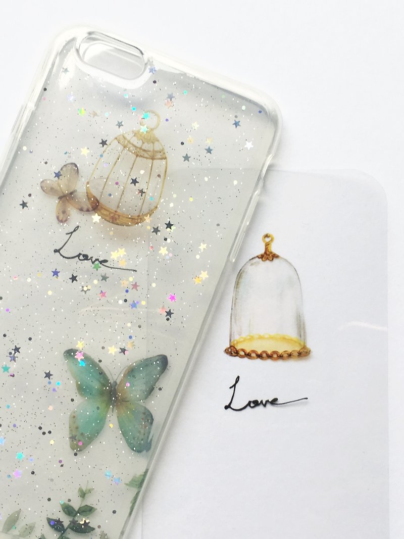 | Period Limit | Replaceable x Dual Card Design Phone Case Free Shipping / Butterfly / Drop Shell - เคส/ซองมือถือ - ซิลิคอน สีใส
