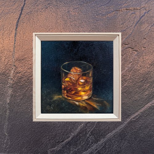 オリジナル油絵 静物画 ウイスキー絵画 - ショップ ArtLolitaRos