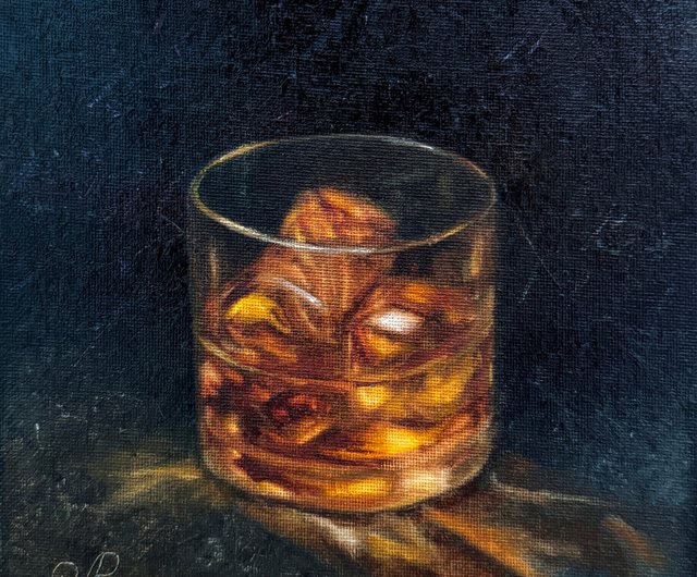 油彩　F3　静物画　ウイスキー　原画 油彩F3静物画ウイスキー原画