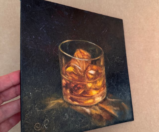 オリジナル油絵 静物画 ウイスキー絵画 - ショップ ArtLolitaRos
