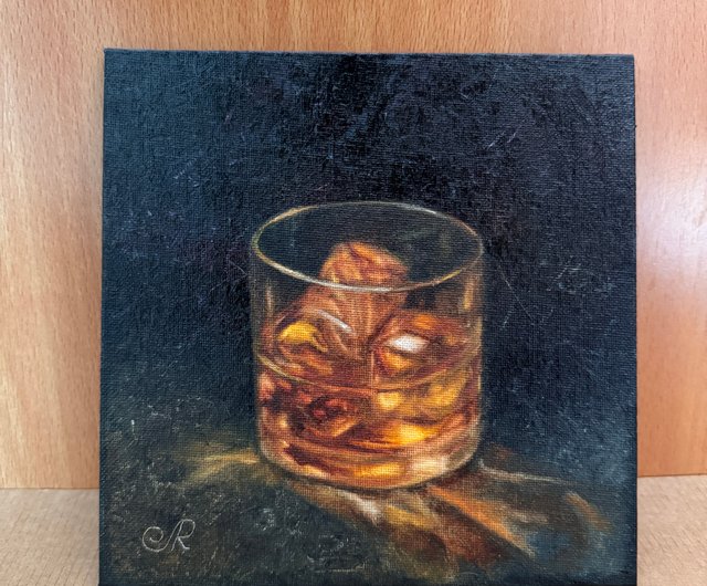 オリジナル油絵 静物画 ウイスキー絵画 - ショップ ArtLolitaRos