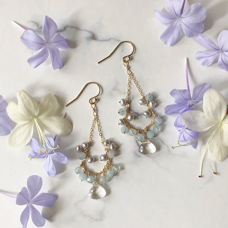 Handmade earrings blue bell sea sapphire - Earrings & Clip-ons - Semi-Precious Stones Blue