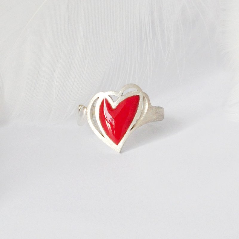 Heart of syncretic  / 925 Silver Enamel Rings-Valentine's Day Gift - แหวนทั่วไป - วัตถุเคลือบ สีแดง
