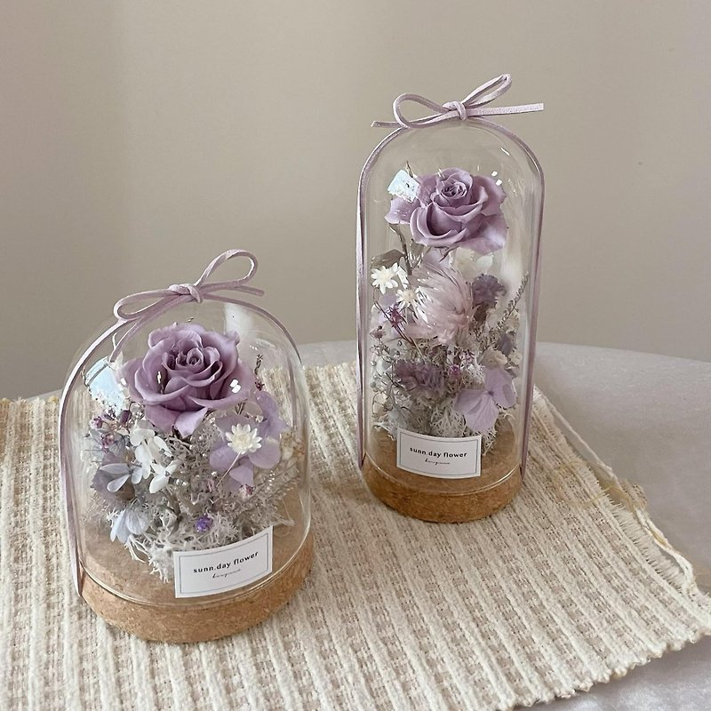 [Eternal Flower Glass Cup] Purple Preserved Flower Valentine’s Day Gift Birthday Gift Preserved Flower Glass Cup - Dried Flowers & Bouquets - Plants & Flowers 