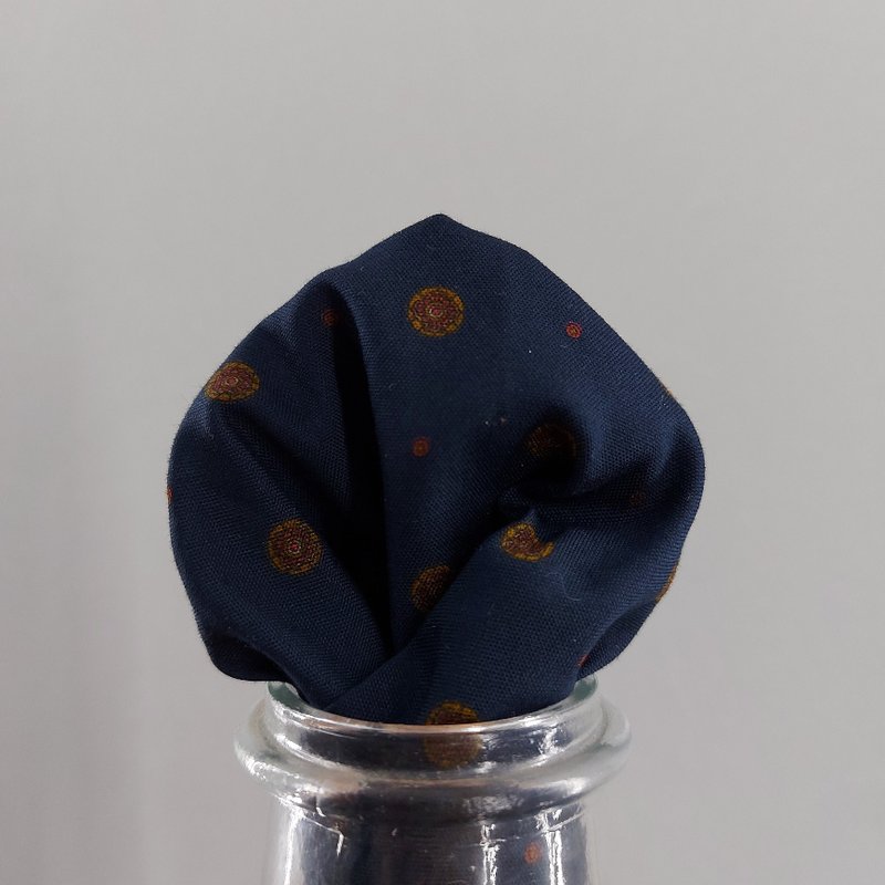 Pocket Square - ฺBlue Graphic Dot - 手帕 - 棉．麻 藍色
