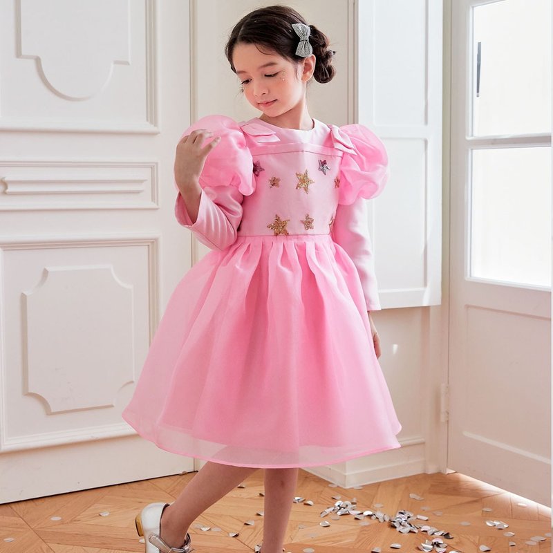 Sparkly Star Dress-Barbie Pink - ชุดเด็ก - วัสดุอื่นๆ 