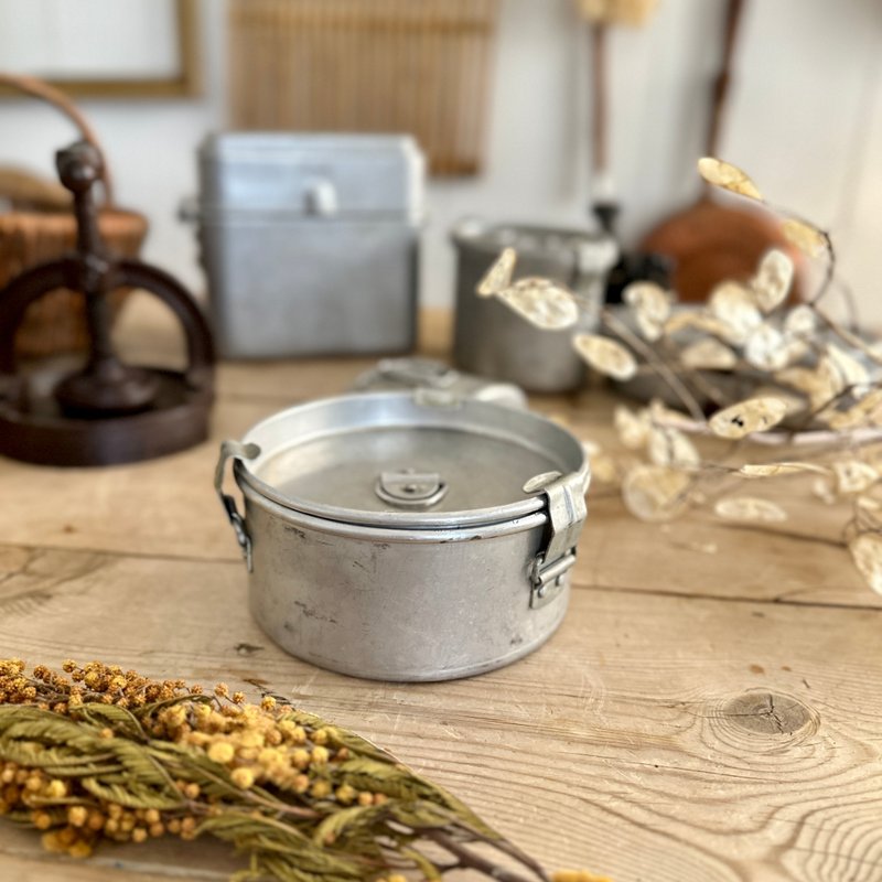 Rare rustic French antique aluminum military food box - Items for Display - Other Metals 