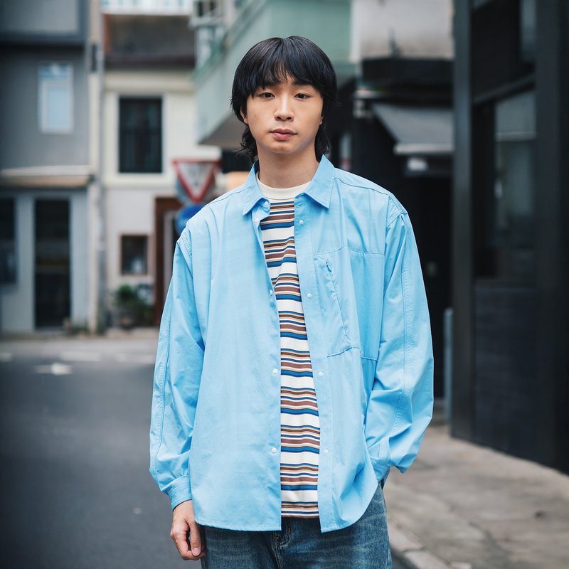 【夏日之選】涼感 Easy Care 恤衫 - 三色選擇 (ST449) - 男襯衫/休閒襯衫 - 尼龍 藍色