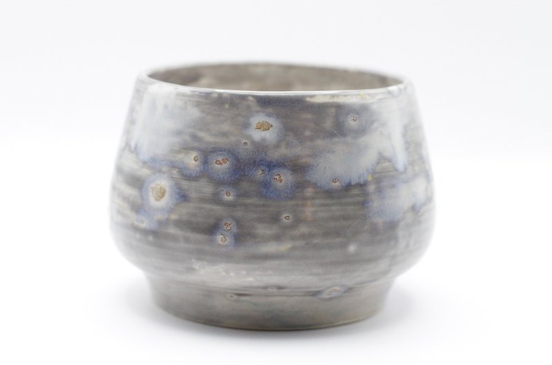 Hand-pulled outer space sky ceramic tea bowl / matcha bowl / rice bowl / moss tea bowl / moss ball flower pot - ถ้วยชาม - ดินเผา สีใส