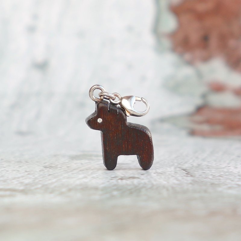 horse wooden charm - Charms - Wood Brown