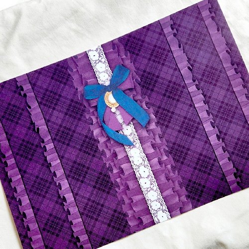honne market ribbon checkered frill violet 50sheets (honne market)