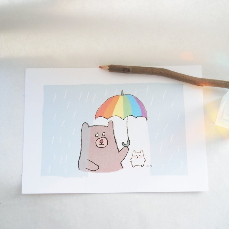 Help you hold an umbrella-postcard - การ์ด/โปสการ์ด - กระดาษ หลากหลายสี