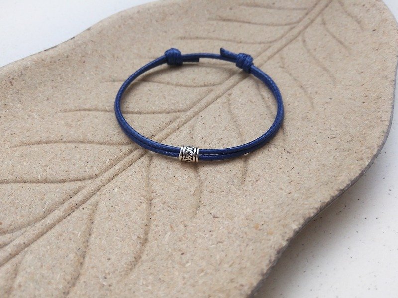 Wax line bracelet s925 sterling silver Thai Silver diamond totem plain simple Wax rope thick rope - Bracelets - Other Materials Blue