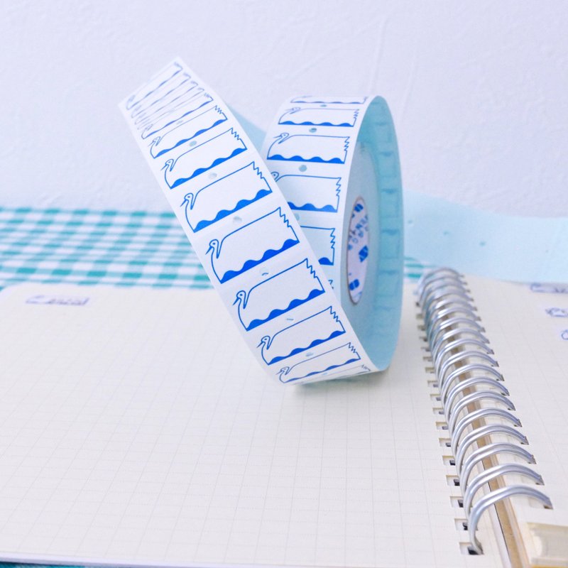 hand labeler seal swan boat - Stickers - Paper Blue