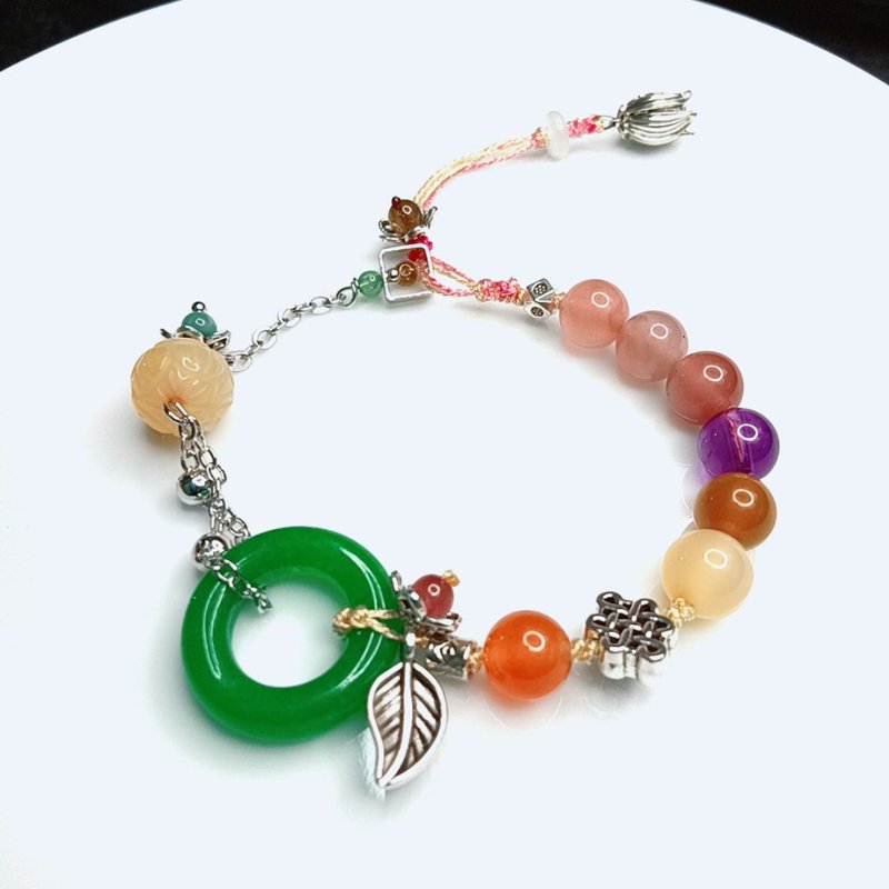 天然玉石鹽源編織K金鍊條 - 手鍊/手環 - 玉石 綠色