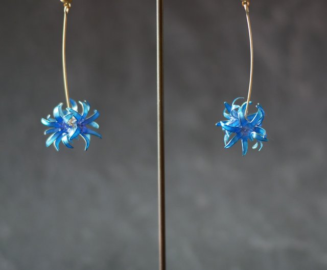 りん5 イヤリング3点 彼岸花4輪 赤 彼岸花4輪 青 紫陽花ロング りん5