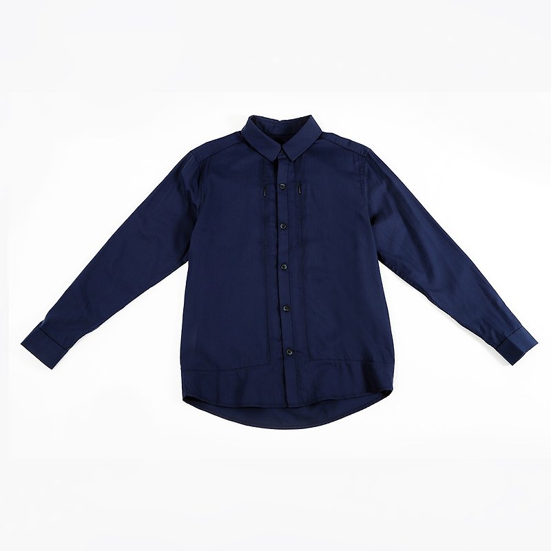 Triune Over 仿外套襯衫 (藏青) - 男裝 恤衫 - 環保材質 藍色