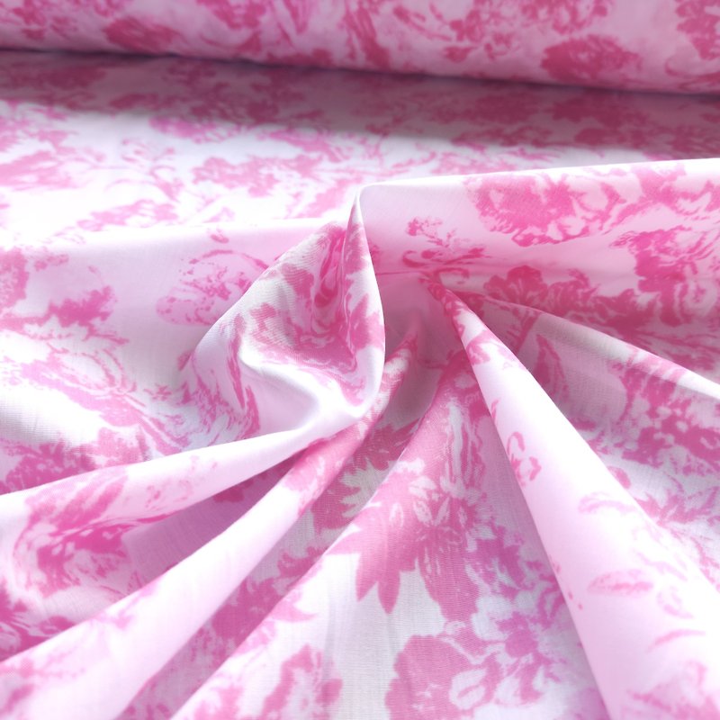 Madder Pink British Silhouette Print 100% High Thread Count Tencel Cotton - เย็บปัก/ถักทอ/ใยขนแกะ - ผ้าฝ้าย/ผ้าลินิน สึชมพู