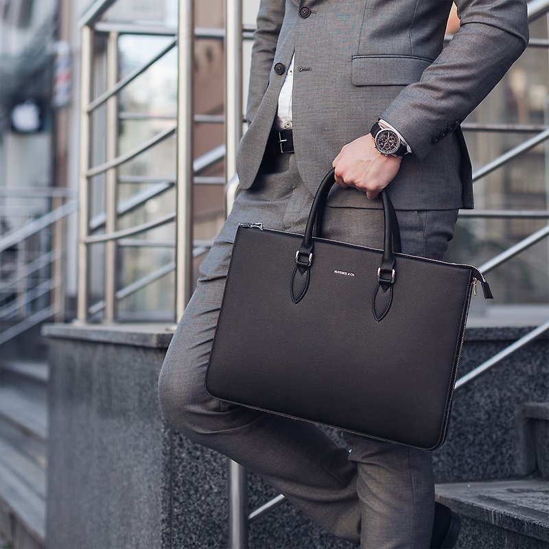 Maverick & Co. - Black Limitless Voyage Briefcase - Briefcases & Doctor Bags - Faux Leather Black