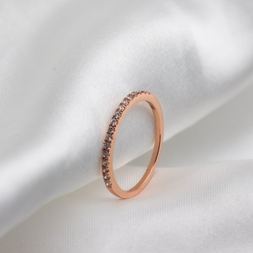 【売れ筋商品】ハーフバンドダイヤモンドワイヤーリング・18K