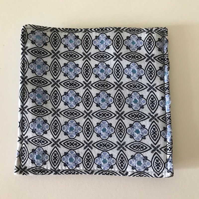 Vintage tile coasters - ที่รองแก้ว - ผ้าฝ้าย/ผ้าลินิน สีน้ำเงิน