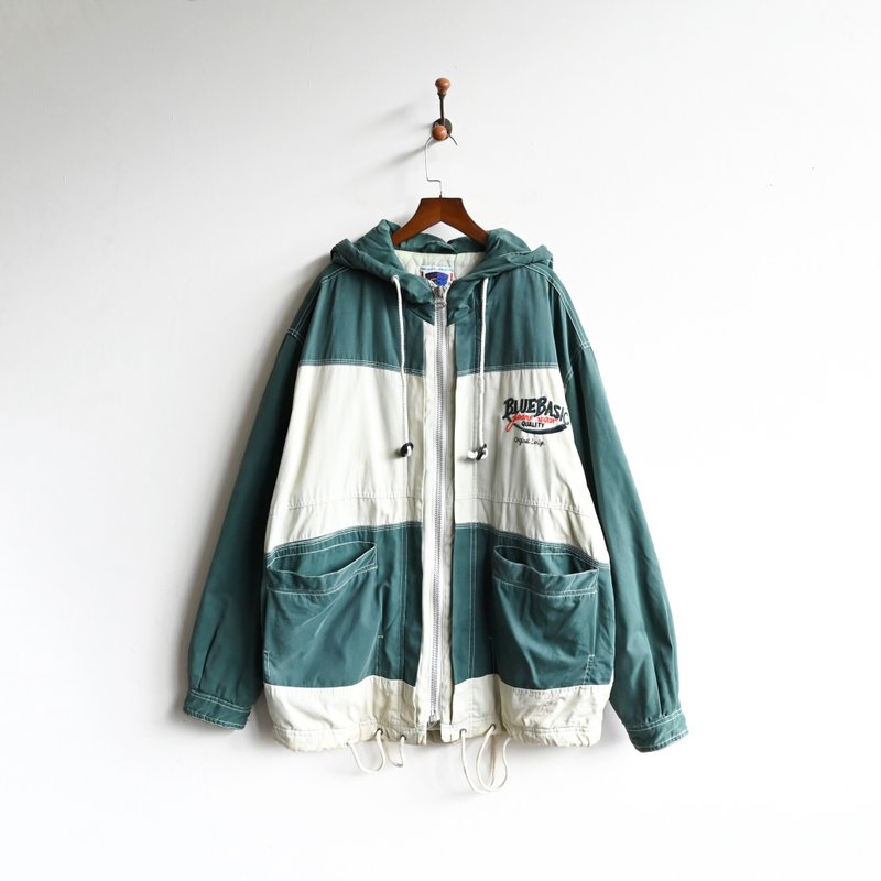 [Egg Plant Vintage] Tea Stem Colorblock Cotton Vintage Jacket - Men's Coats & Jackets - Other Man-Made Fibers Green