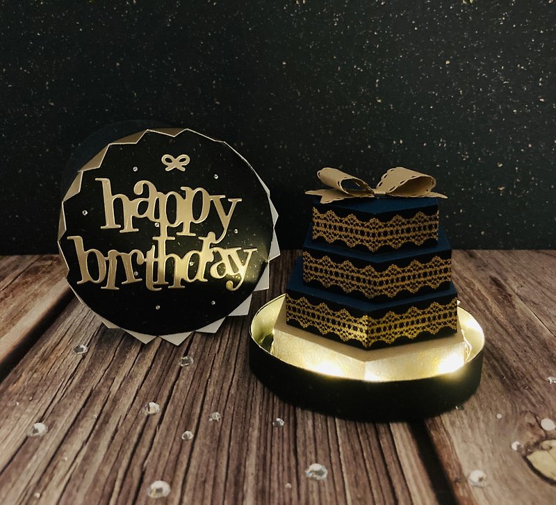 Online/hand-made creative birthday gift box/birthday gift/hand-made birthday cake/card hand-made material package - อื่นๆ - กระดาษ 