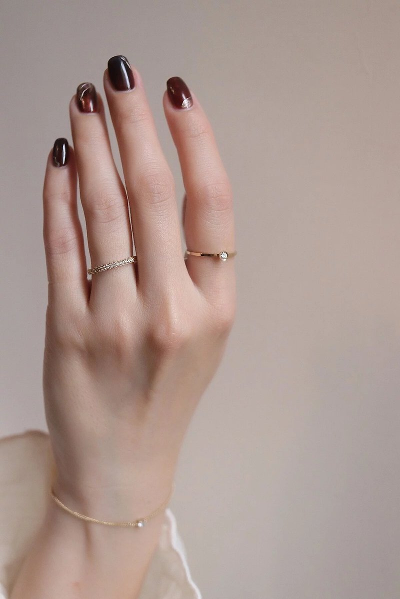 14K Promessa Ring 復古造型排鑽戒指 - 戒指 - 貴金屬 金色