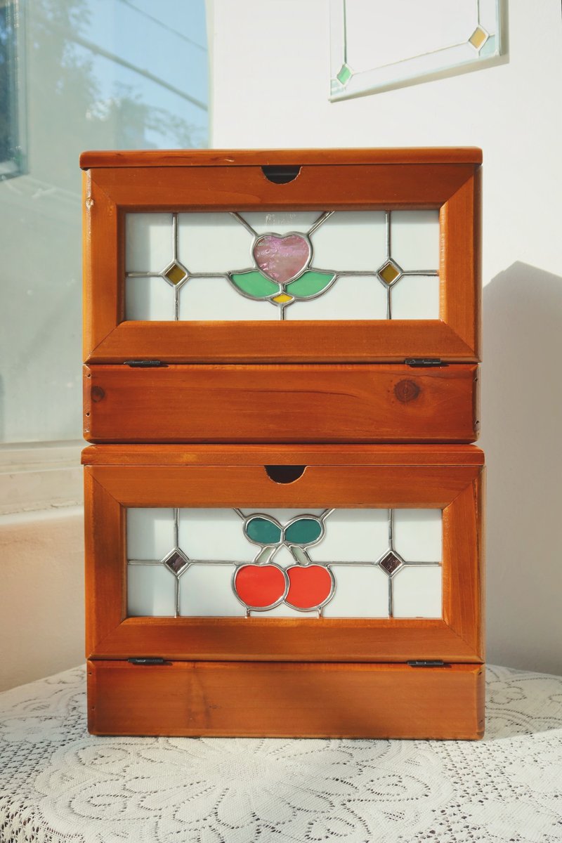 Stained Glass Wooden Cosmetic & Accessory Storage Box - 居家收納/收納盒/儲物盒 - 琉璃 