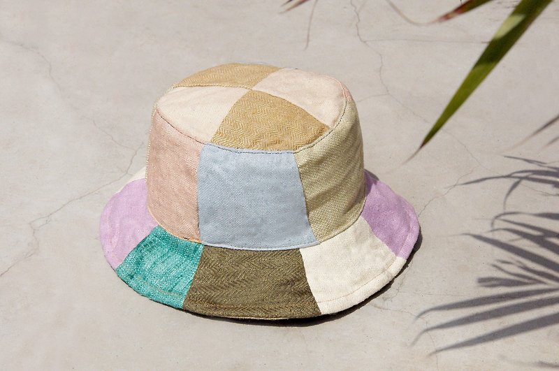Valentine's Day gift limit a land of forest wind stitching hand-woven cotton Linen cap / hat / visor / hat Patchwork / handmade hat - tropical fruits Macaron hand-stitching cap - Hats & Caps - Cotton & Hemp Multicolor