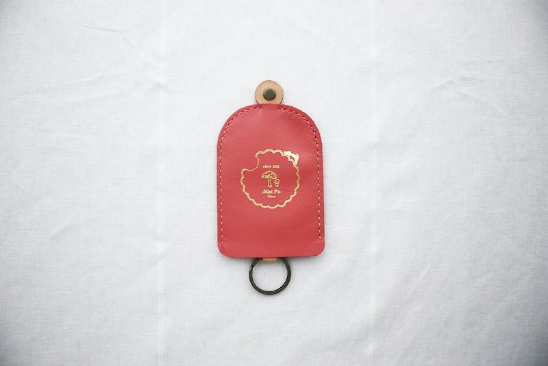 吊鐘鑰匙包-蜜桃紅 - 鑰匙圈/鎖匙扣 - 真皮 粉紅色