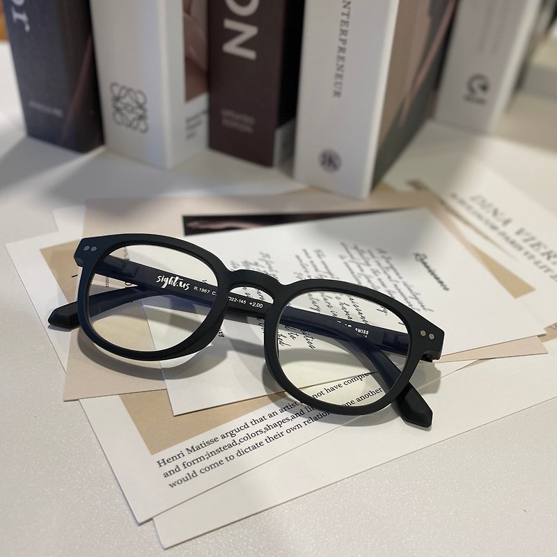 Sightus Blue Light Blocking Reading Glasses/Asian Fit Classic/Boston Frame/Mist Black - Glasses & Frames - Plastic Black