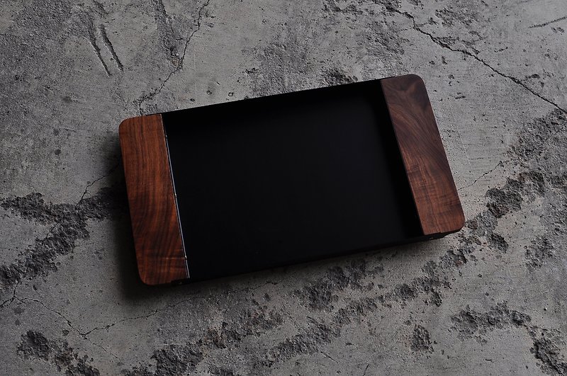 APIPIA  |   LA VICTOIRE TRAY WITH BLACK WALNUT WOOD - Items for Display - Wood Silver