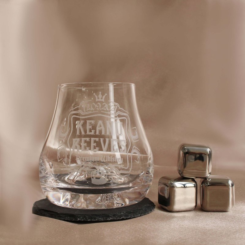 Whiskey Glass Set 男友禮物冰山威士忌酒杯 玻璃杯套裝 客製雕刻 - 酒杯/酒器 - 玻璃 