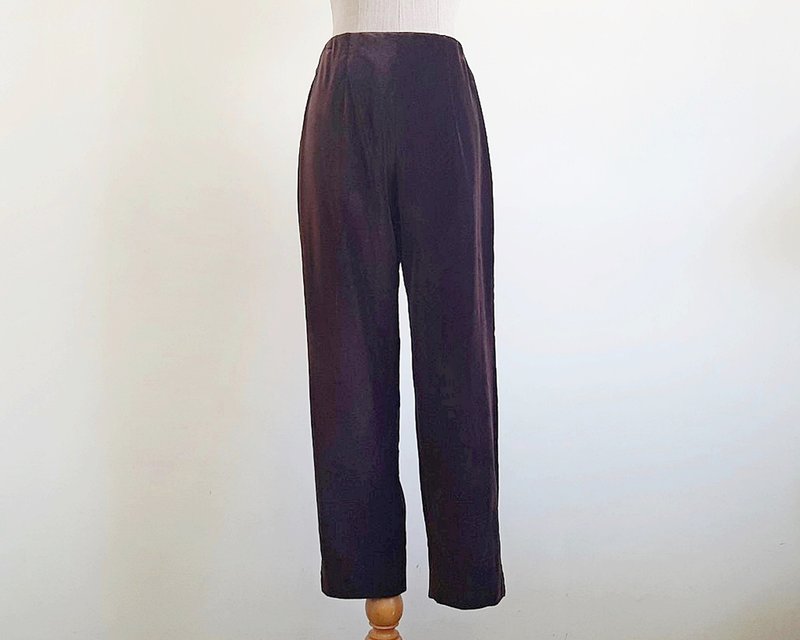 26 Waist Vintage WEEKEND MAX MARA Brown Velvet Pants Womens Tapered Trousers S - 男裝工人褲/長褲/牛仔褲 - 其他材質 咖啡色