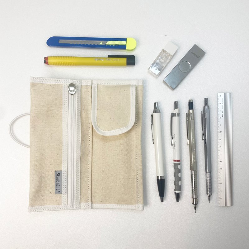 Bi-fold pen case, minimal compact size - Pencil Cases - Cotton & Hemp White