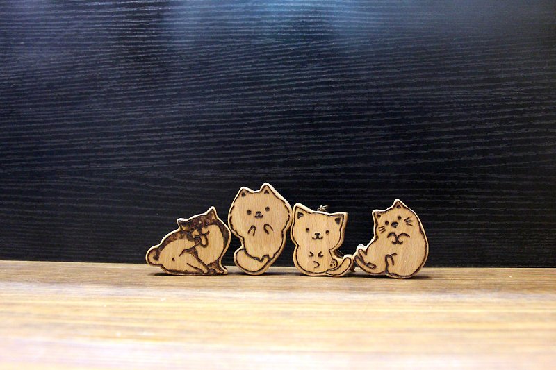 Log handmade key ring biscuit pendant dog cat exchange gift - Keychains - Wood Brown