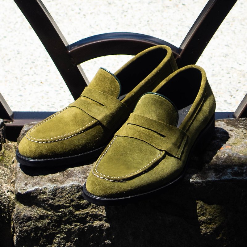REGENT Penny Loafer-Green/Penny Loafer-Green - Men's Leather Shoes - Genuine Leather Green