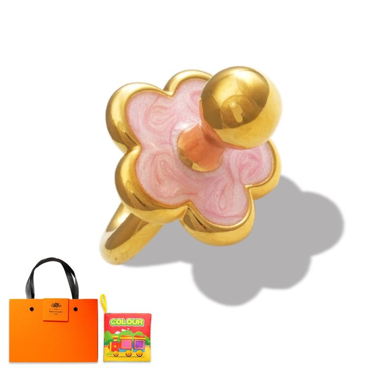 [Children's Painted Gold Jewelry] Gold Good Life Pacifier Gold Pendant Children's One-month Gift Box weighs about 0.66 yuan - ของขวัญวันครบรอบ - ทอง 24 เค สีทอง