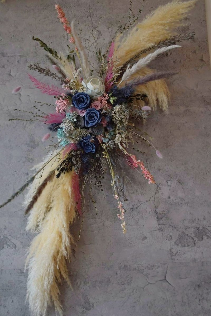 永生花冷色系壁飾畫布掛花 - 乾燥花/永生花 - 植物．花 