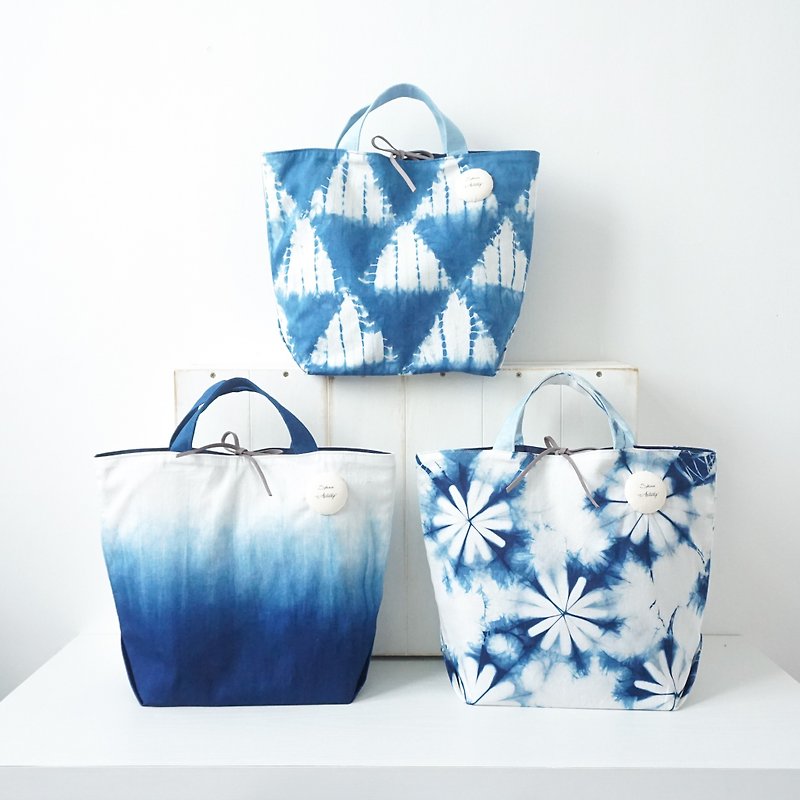 S.A x Lunch Bag(M), Spruce Forest/ Iceberg/ Spring - Handbags & Totes - Cotton & Hemp Blue