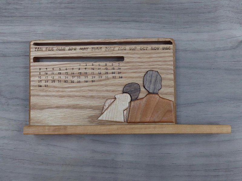 ||Wedding Gifts|Couples Gifts||Wood Carving Lover Perpetual Calendar - Calendars - Wood Gold