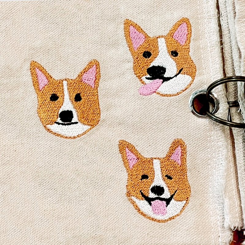 【加購刺繡】柯基三連拍 | 公版電繡圖案 - 其他 - 繡線 橘色
