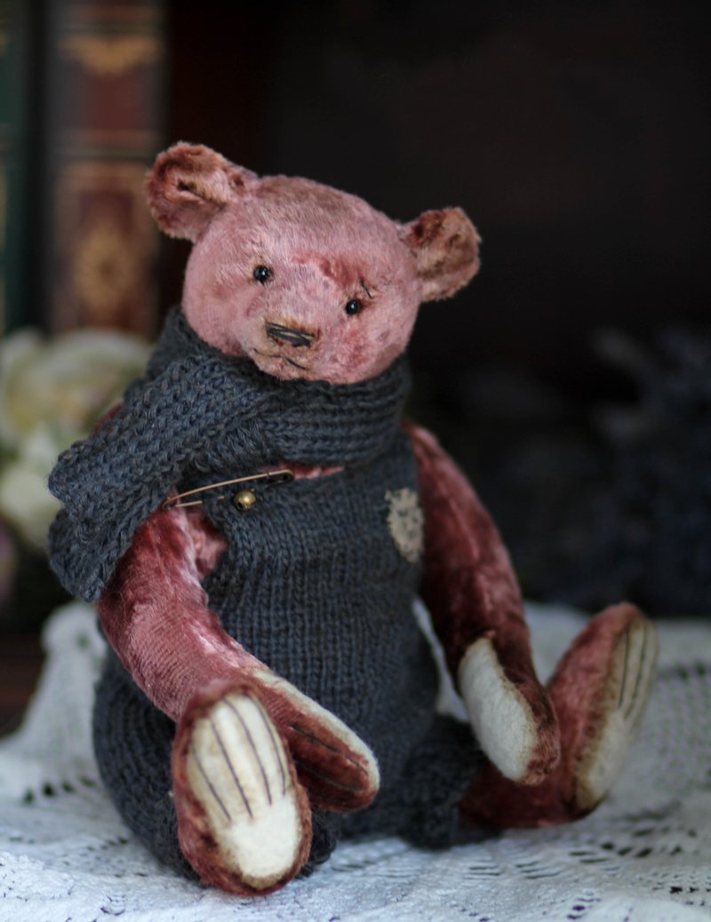 MADE TO ORDER  Handmade Artist Collectible Teddy Bear OOAK Vintage Artist gift - 公仔/玩偶 - 其他材質 多色