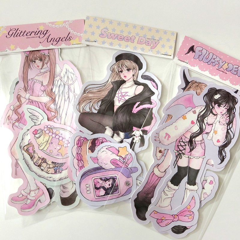 Glittering Angel / Sweet Day / Fluffy Devil - 貼紙 - 紙 