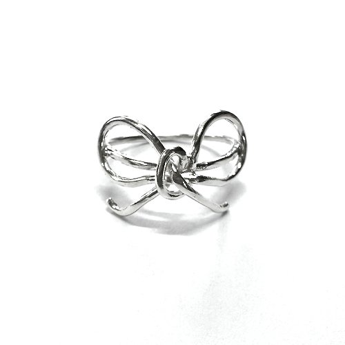 IohcoEsnim Romantic Rococo Ribbon Sterling Silver Ring - Handmade Jewelry