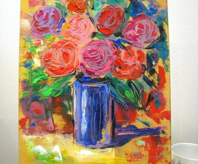 抽象的な油絵 花のようなデザイン 抽象的な油絵 花のようなデザイン 抽象的な厚塗り油絵の