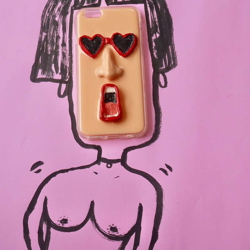 ああ、サングラスの電話ケース付き女の子 - スマホケース - その他の素材 